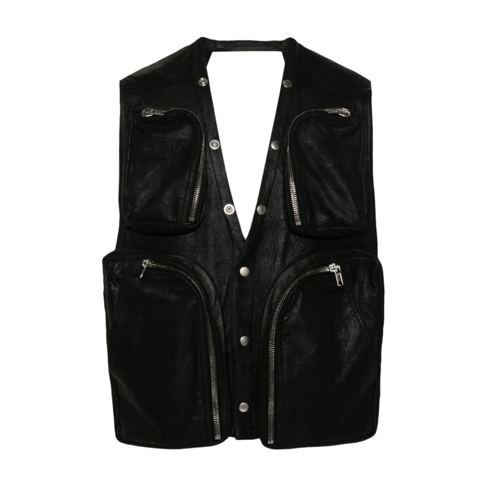leather V-neck gilet