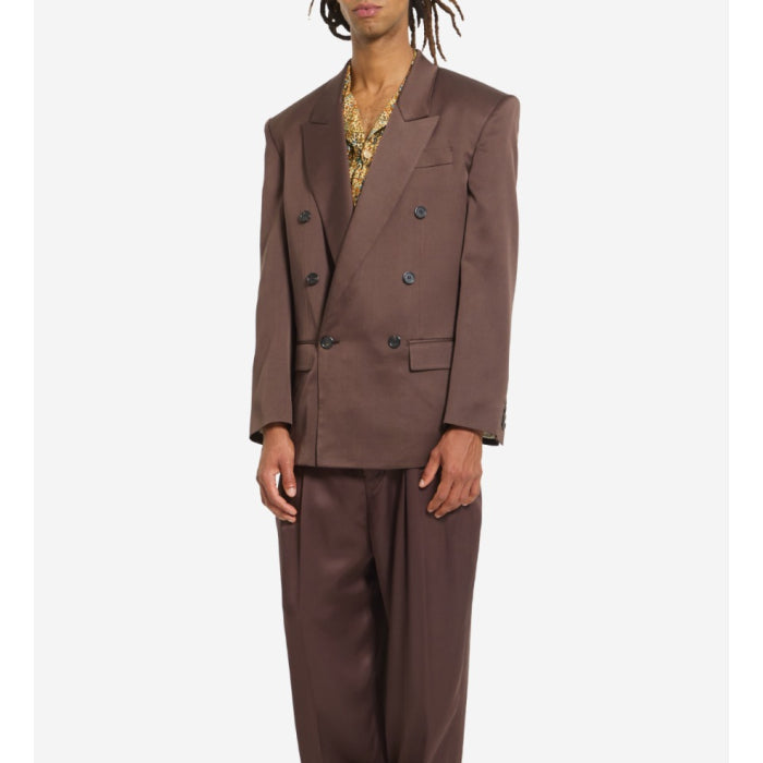 Double-breasted silk satin jacket