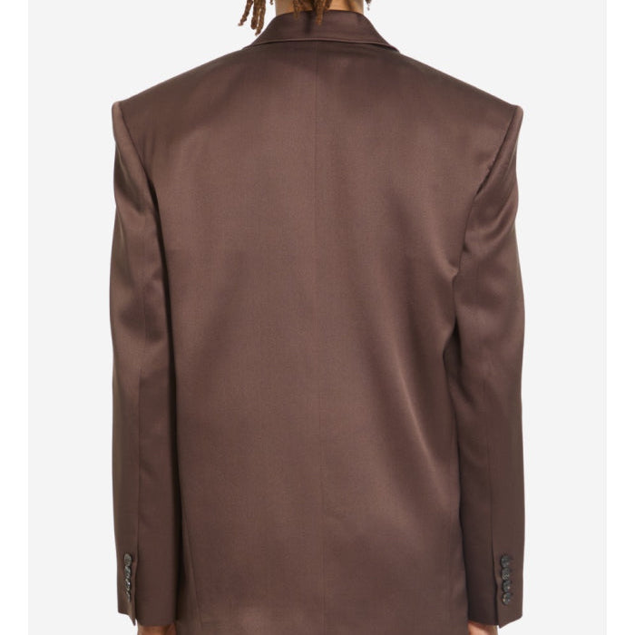 Double-breasted silk satin jacket