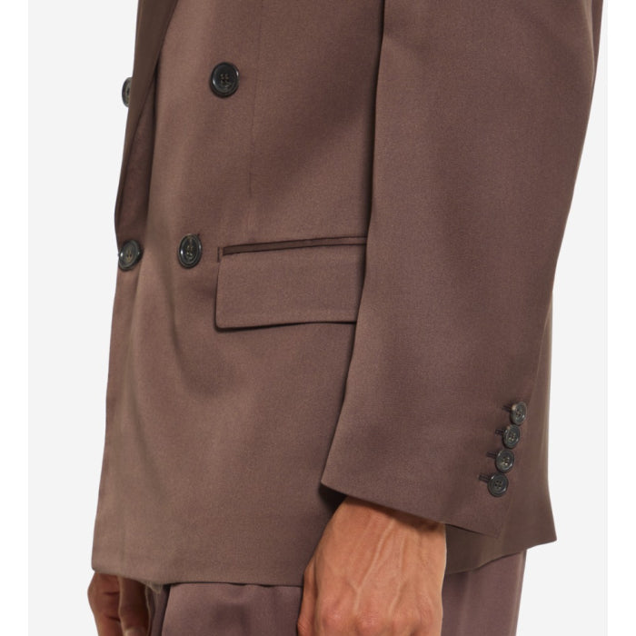 Double-breasted silk satin jacket