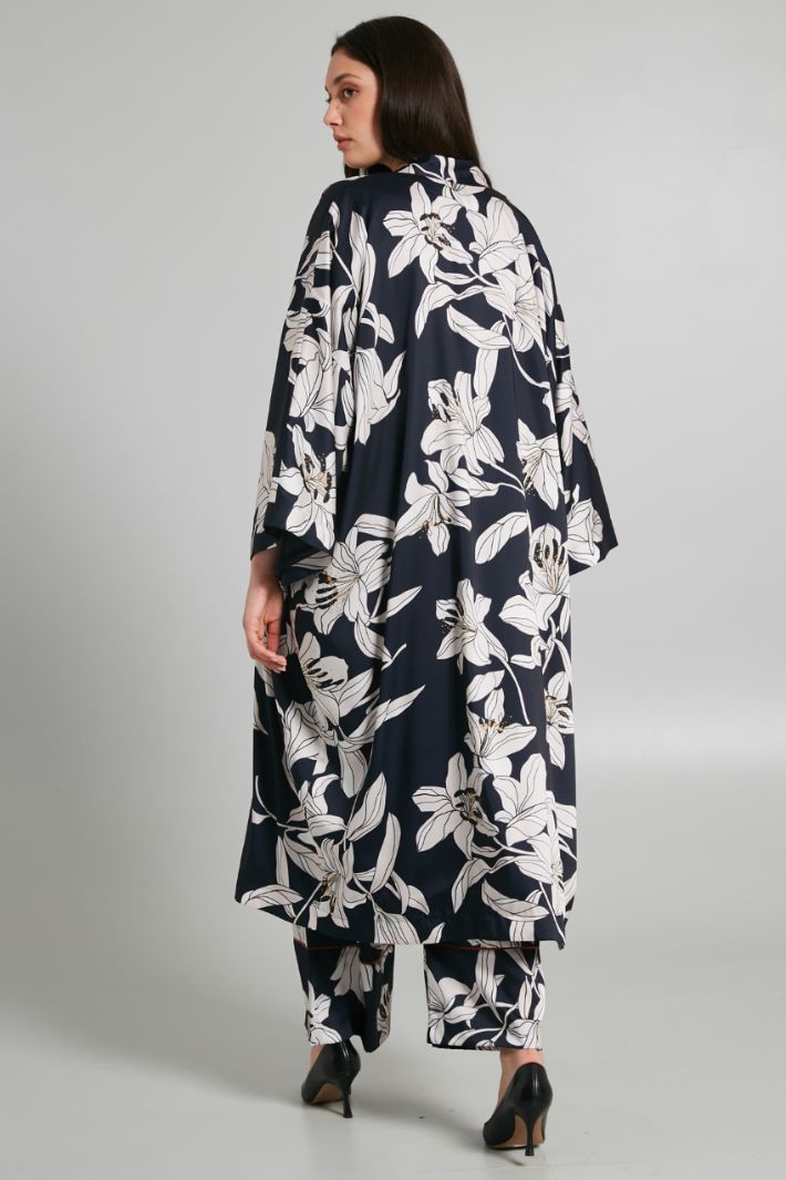 TAHITI Printed twill duster coat