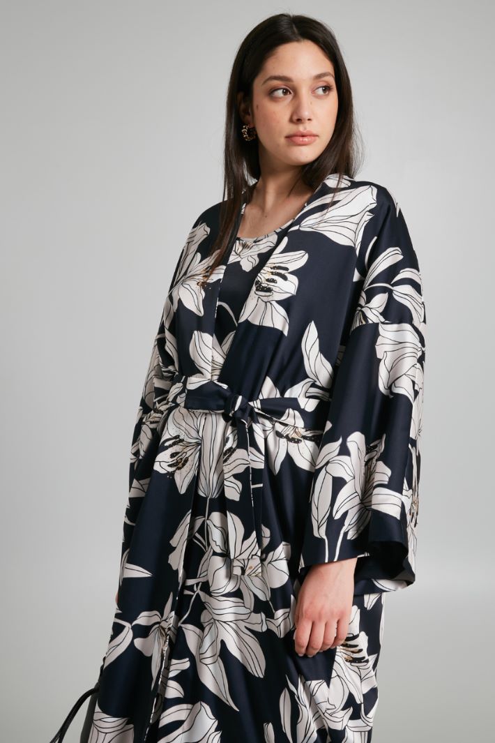 TAHITI Printed twill duster coat