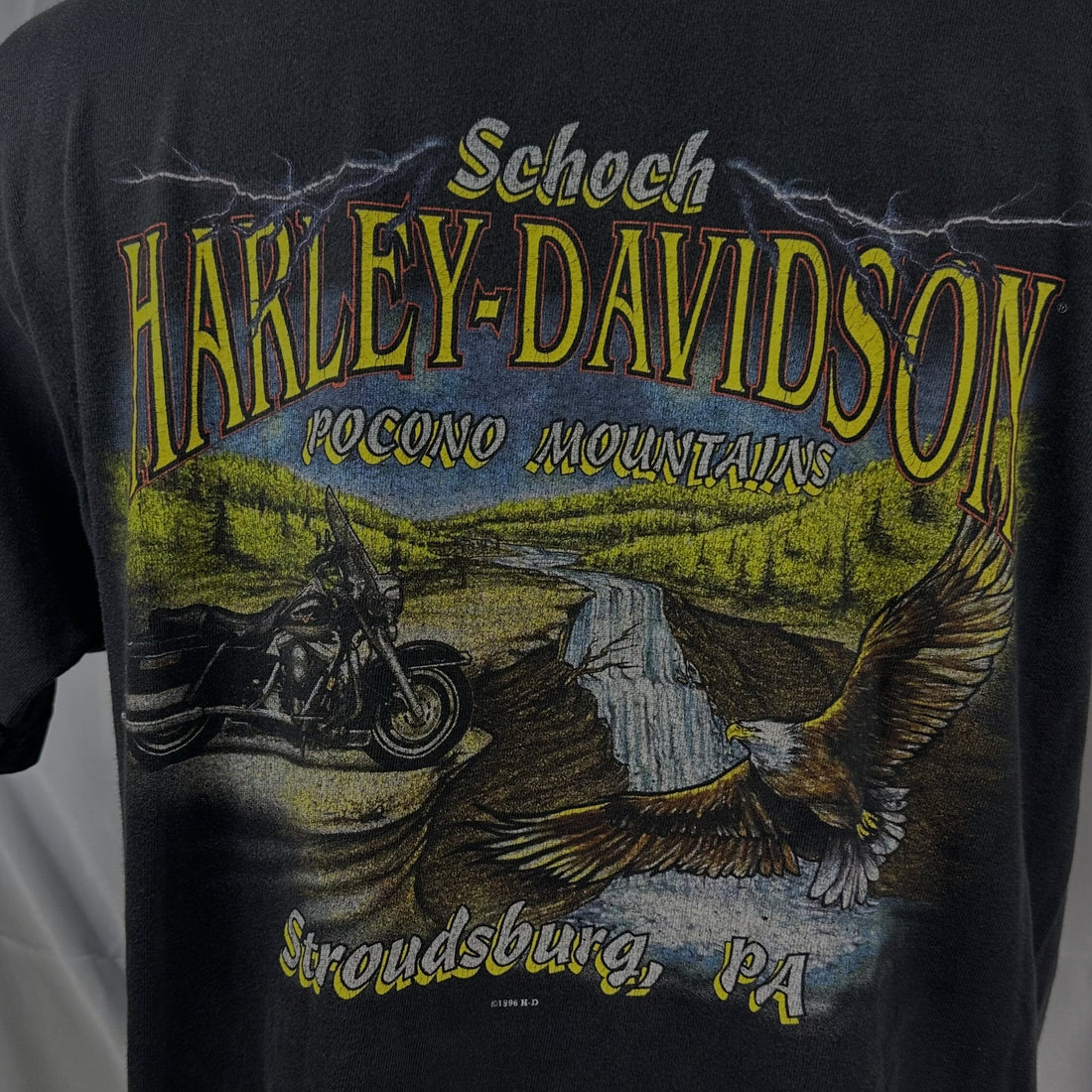 2001 SCHOCH HARLEY-DAVIDSON POCONO MOUNTAINS STROUDSBURG PA L 背面プリント アップ