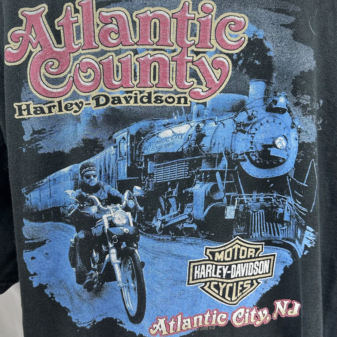 2002 ATLANTIC COUNTY HARLEY-DAVIDSON ATLANTIC CITY NJ 2XL 背面プリント アップ
