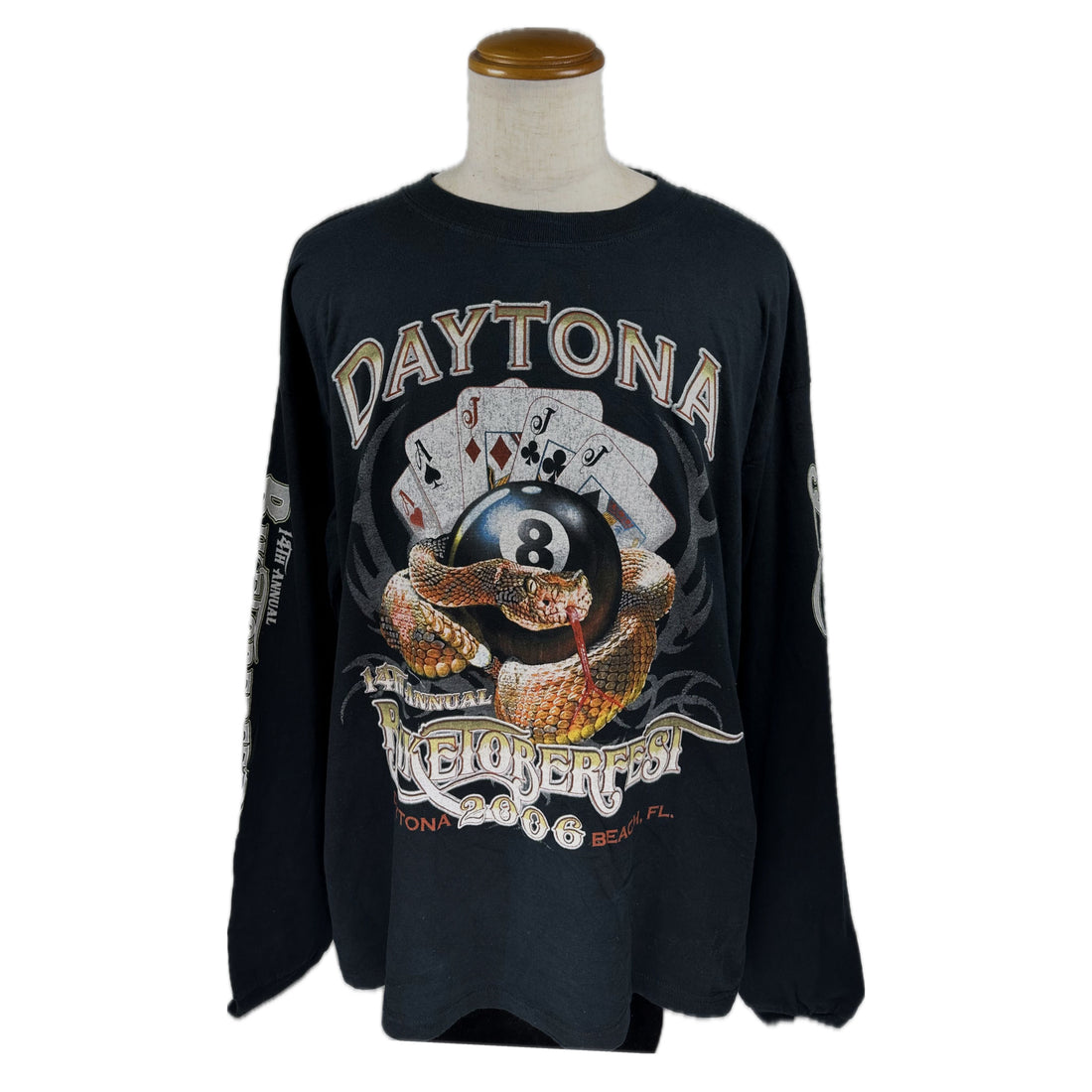 2006 DAYTONA BIKETOBERFEST 8 BALL SNAKE LS XL 正面 8ボールとヘビ プリント