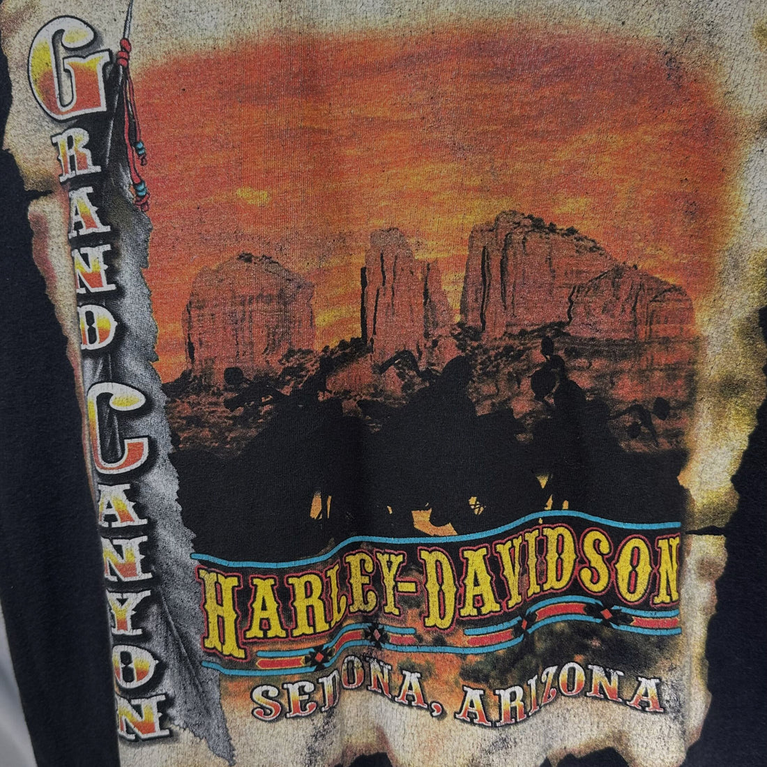 2012 GRAND CANYON HARLEY-DAVIDSON SEDONA ARIZONA FLAME LOGO XL 背面プリント アップ