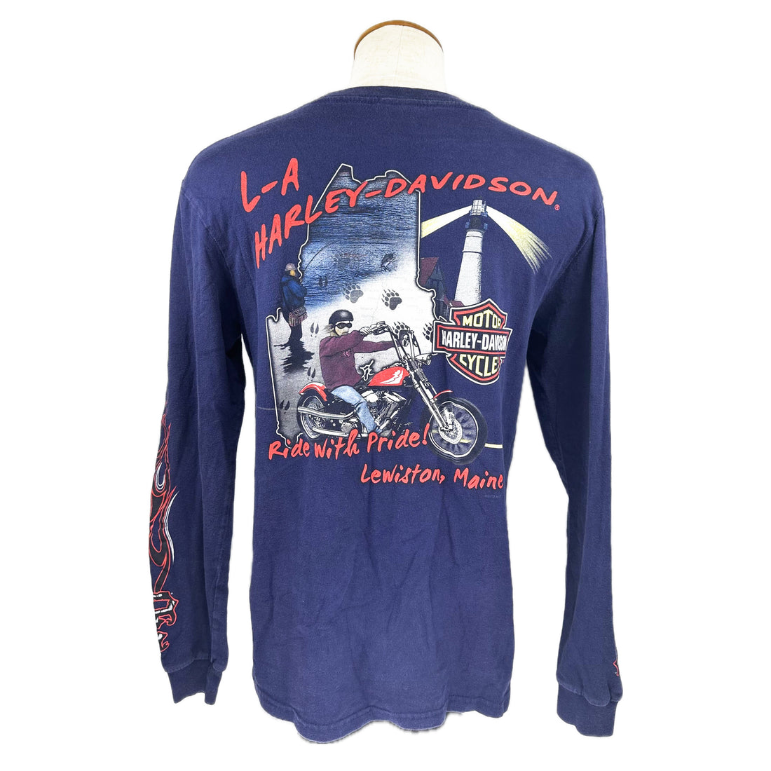 2012 L-A HARLEY-DAVIDSON LEWISTON MAINE POCKET LS M 背面 L-A HARLEY-DAVIDSON プリント