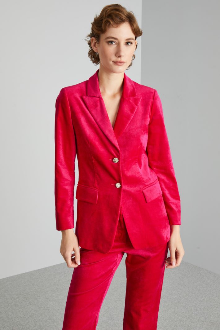 DIFFUSIONETESSILE/INTREND/AMELIA/Smooth Velvet Blazer/FUCHSIA