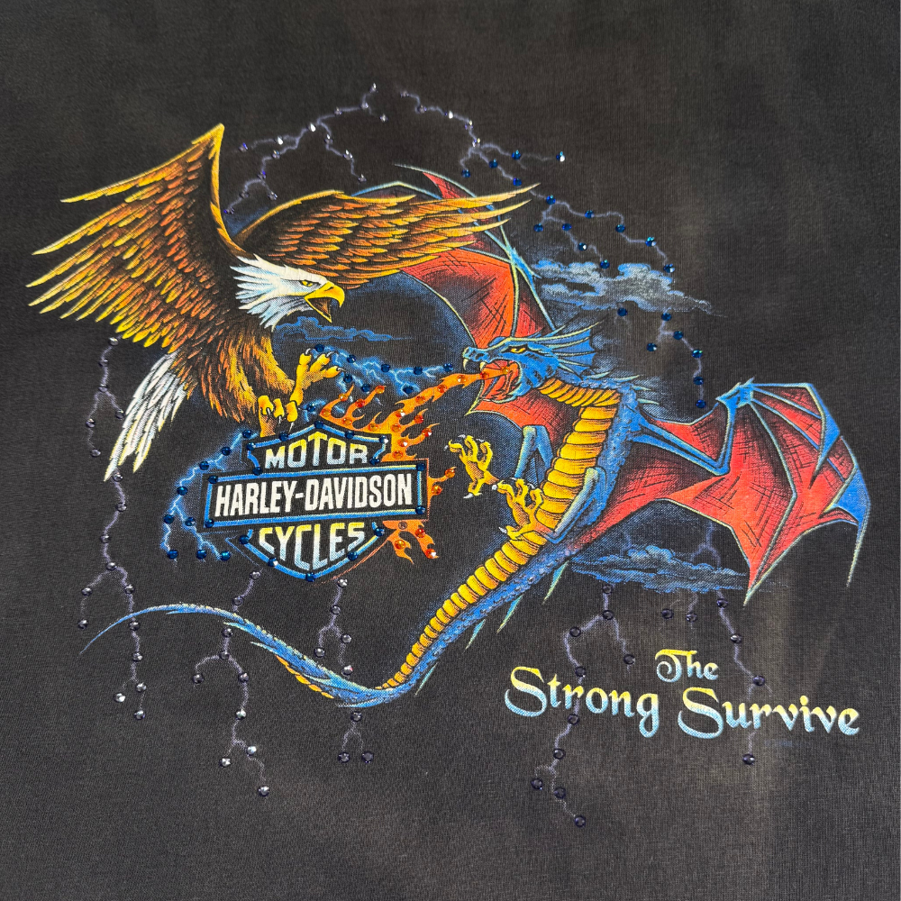Vintage Harley-Davidson “The Strong Survive” Eagle vs. Dragon Tee