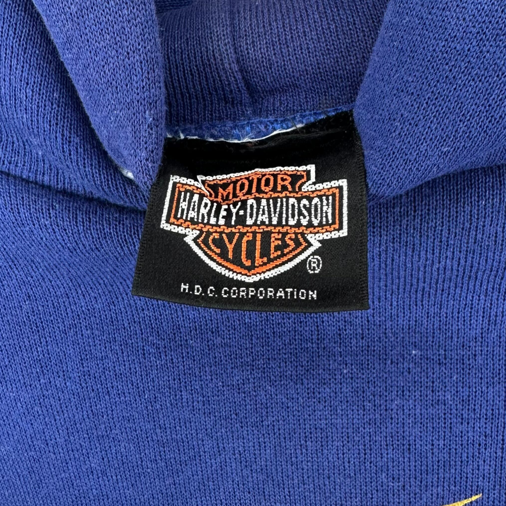 Harley-Davidson Flame Logo Hoodie – Swarovski Custom – Size M – Blue