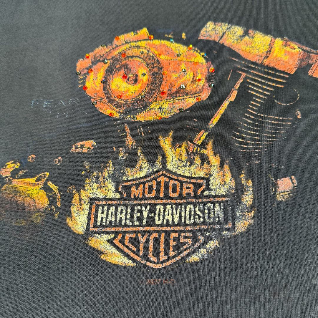 Vintage Harley-Davidson Engine Flames Tee