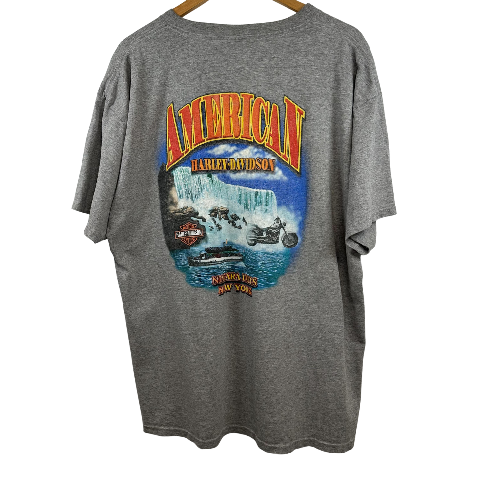 Harley-Davidson “American” Niagara Falls NY T-Shirt – Large Back Graphic – 2XL – Grey