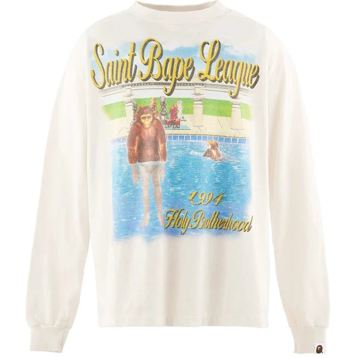 BAPE_LS T-SHIRT/POOL / WHT