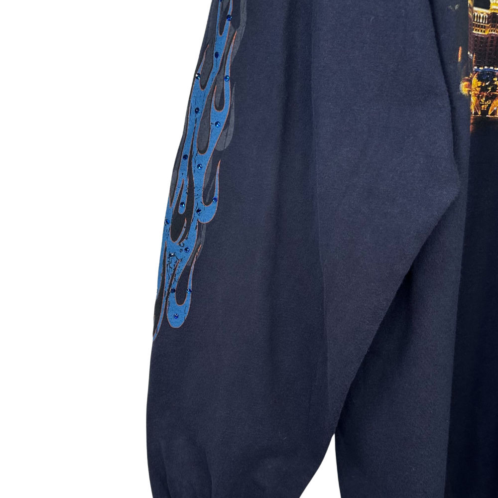 Harley-Davidson Las Vegas Long Sleeve T-Shirt – Swarovski Custom – 2XL – Navy