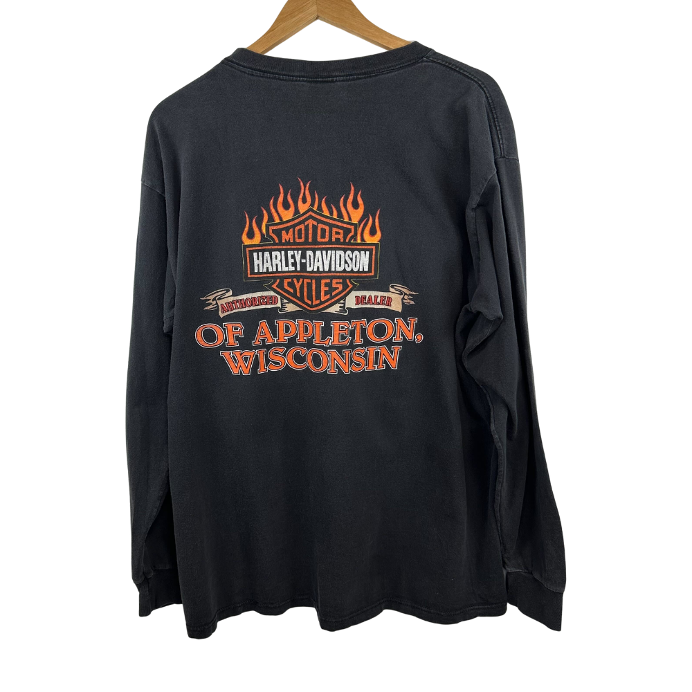 Harley-Davidson Eagle Flame Long Sleeve – Swarovski Custom – XL – Black