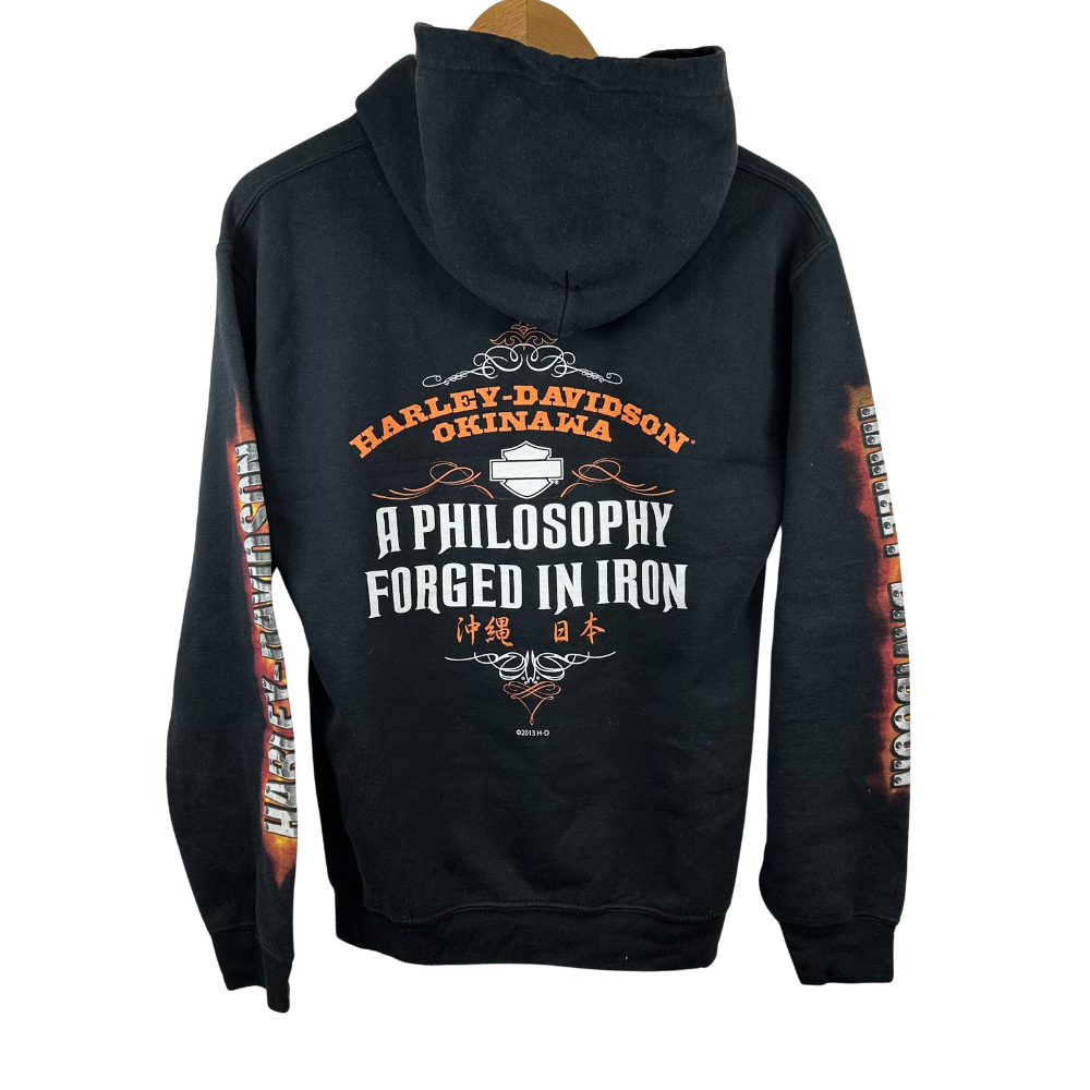 Harley-Davidson Flaming Skull Hoodie – Swarovski Custom – S – Black