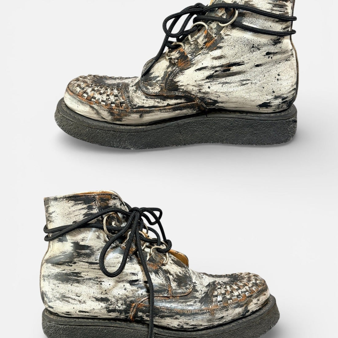 Asymmetrically Repainted Rubber-Sole Shoes