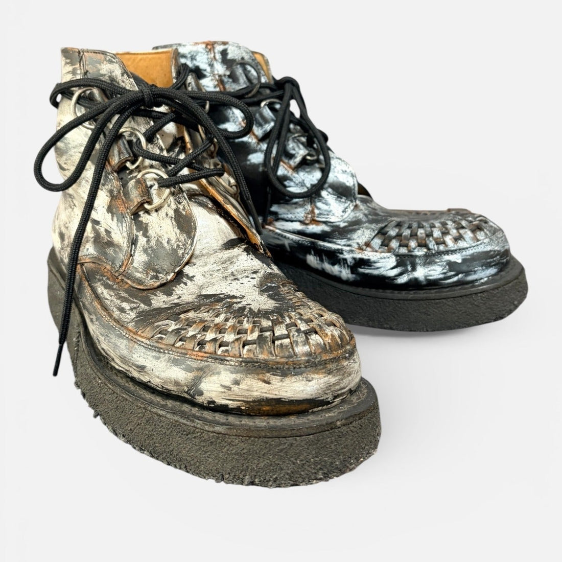 Asymmetrically Repainted Rubber-Sole Shoes