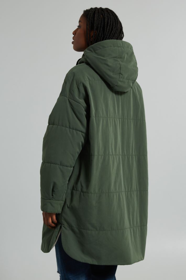 DIFFUSIONETESSILE/INTREND/ARIETE/hooded padded hoodie/VERDE BOSCO BIANCO