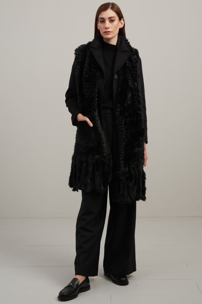 DIFFUSIONETESSILE/INTREND/4VINCITA/Sable draped coat/Black