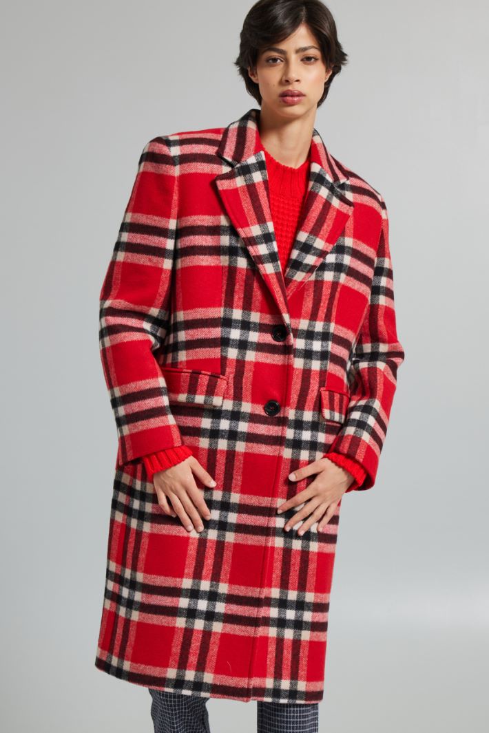 DIFFUSIONETESSILE/INTREND/JOLIE/Oversized woven coat/Red Black White