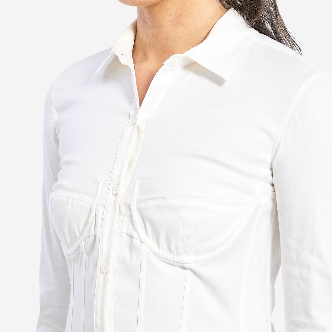Corsedet shirt in stretch poplin
