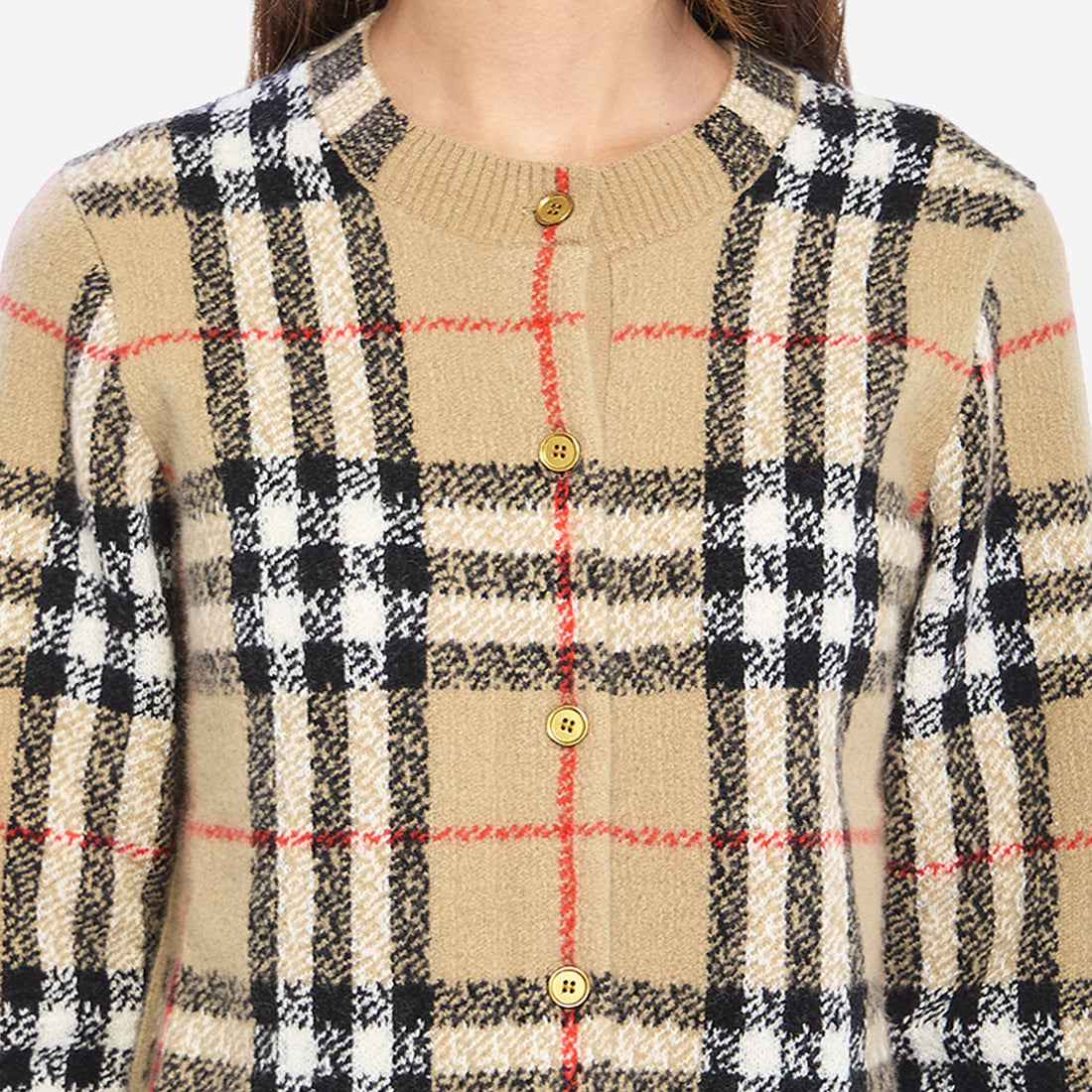 Check wool and cashmere cardigan