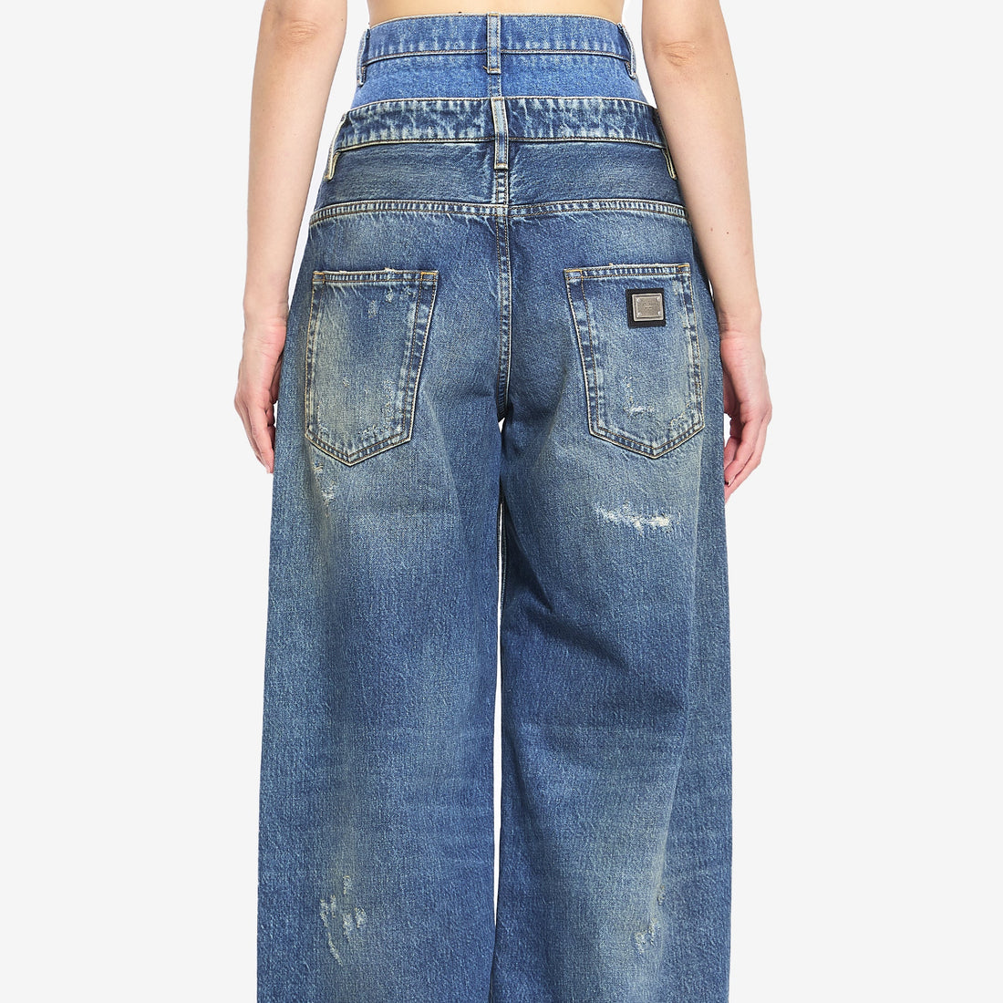 Double wasited denim jeans