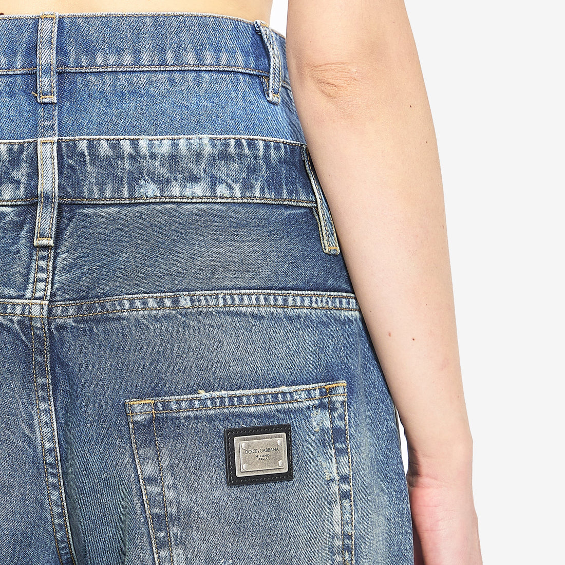 Double wasited denim jeans