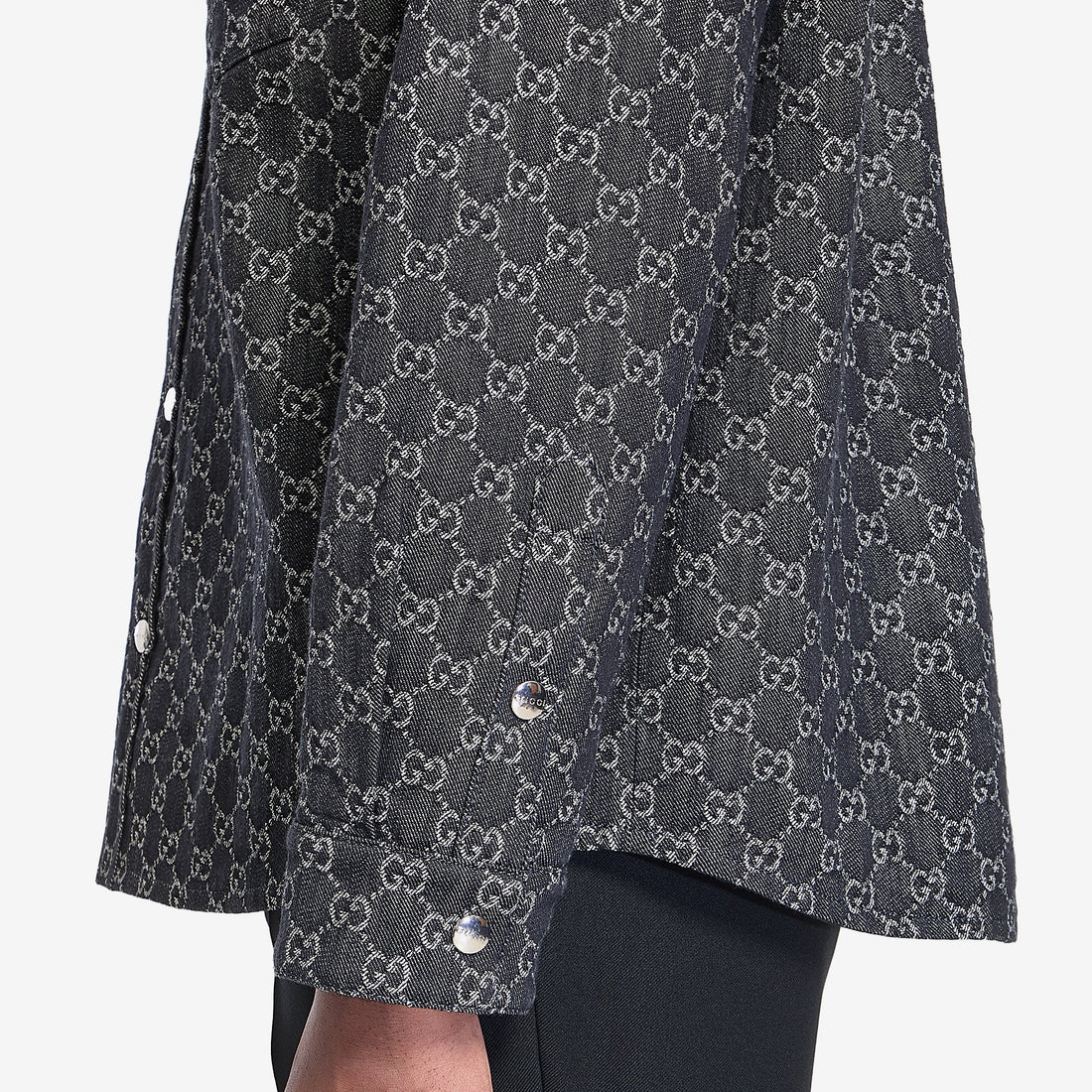 Reversible wool and GG denim shirt