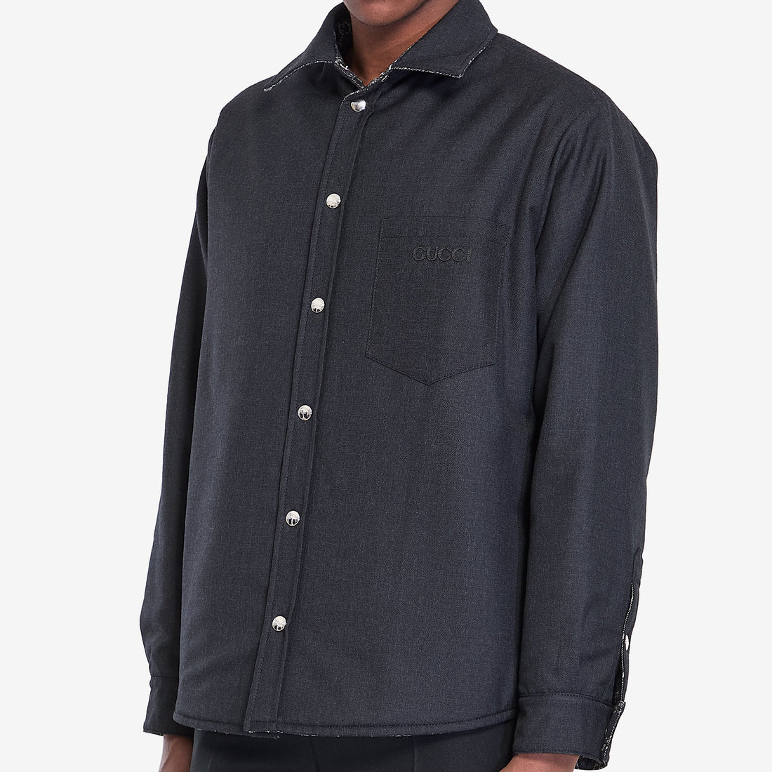 Reversible wool and GG denim shirt