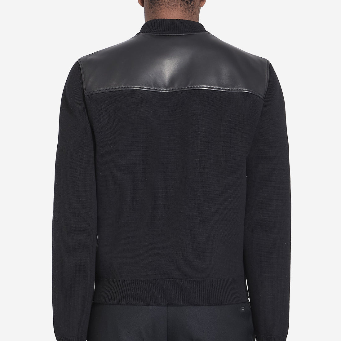 Nappa leather and knit bomber