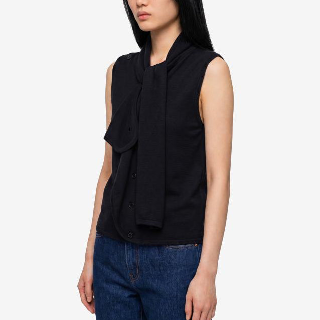 Asymmetrical cardigan in merino wool blend