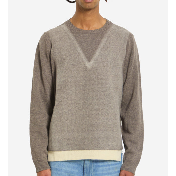 Virgin wool crewneck sweater in fused knit