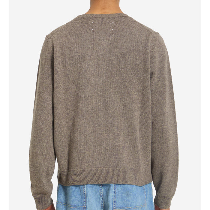 Virgin wool crewneck sweater in fused knit