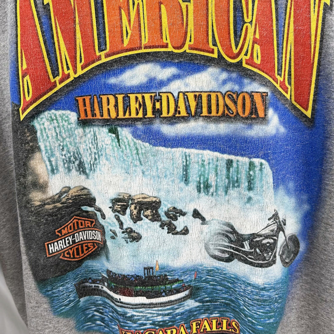 AMERICAN HARLEY-DAVIDSON NIAGARA FALLS POCKET TEE 2XL 背面プリント アップ