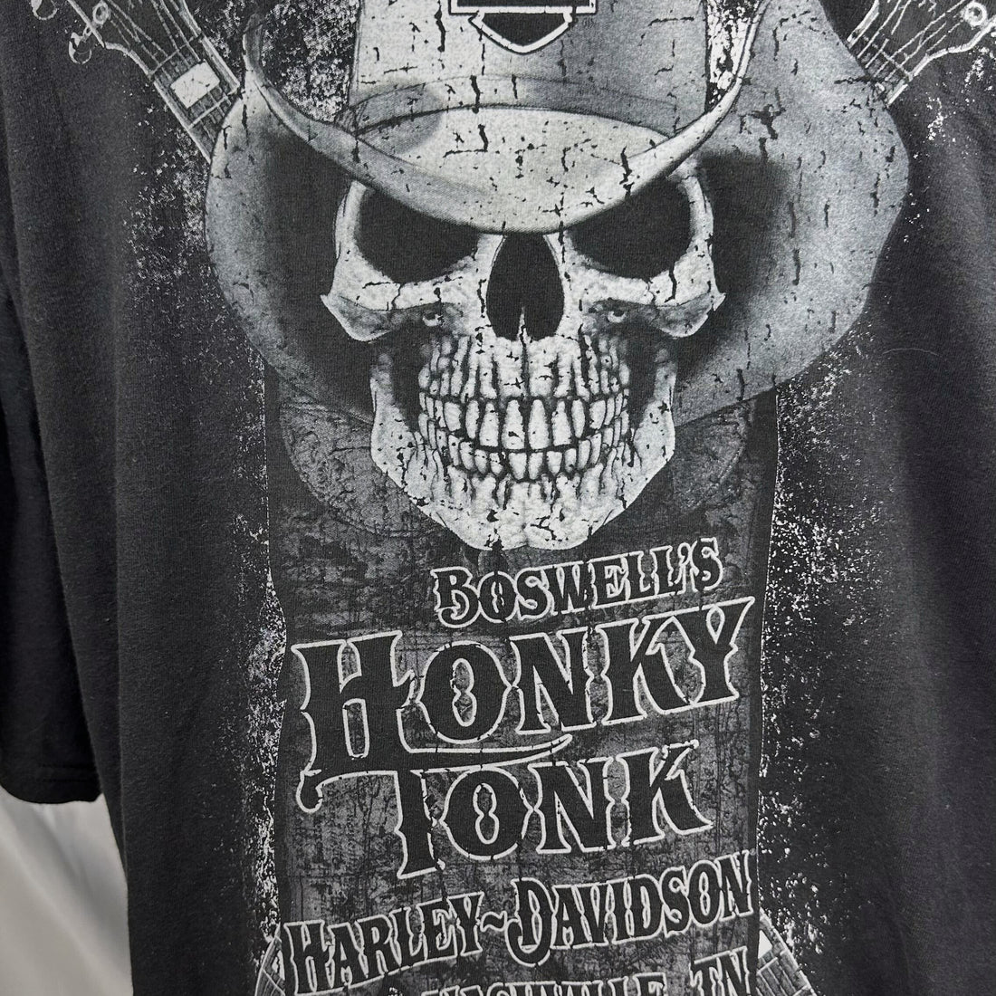BOSWELLS HONKY TONK HARLEY-DAVIDSON NASHVILLE SKULL 2XL 背面プリント アップ