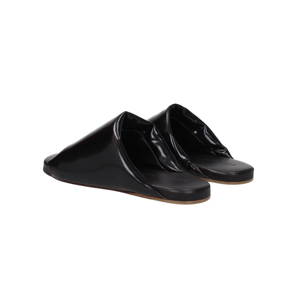 Black Leather Slippers