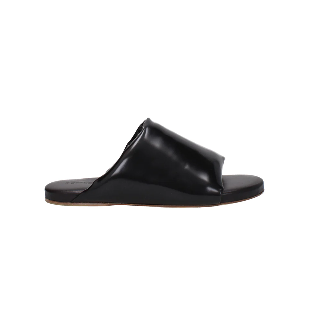 Black Leather Slippers