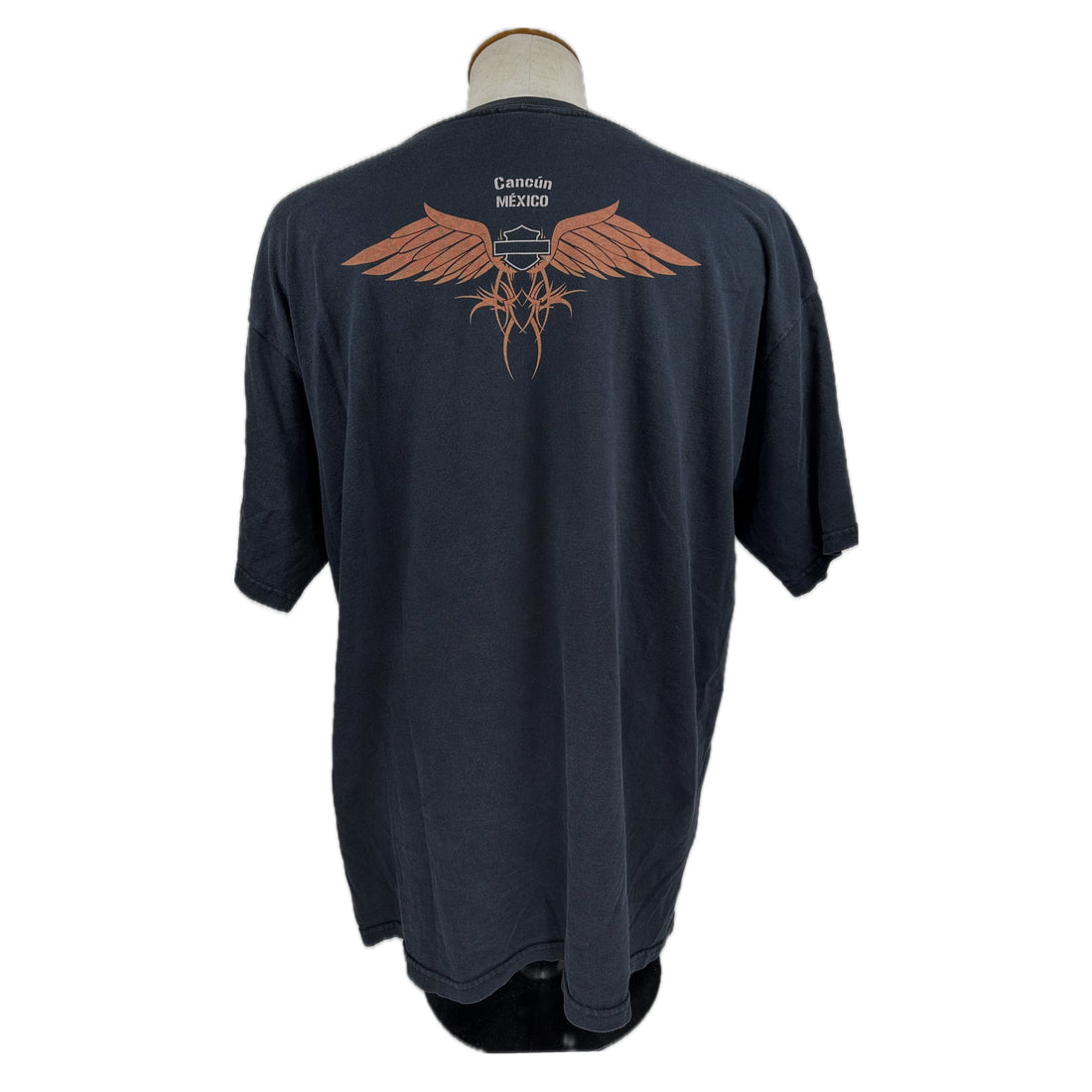 CANCUN MEXICO HARLEY-DAVIDSON FLAME SKULL XL 背面 Cancún México プリント