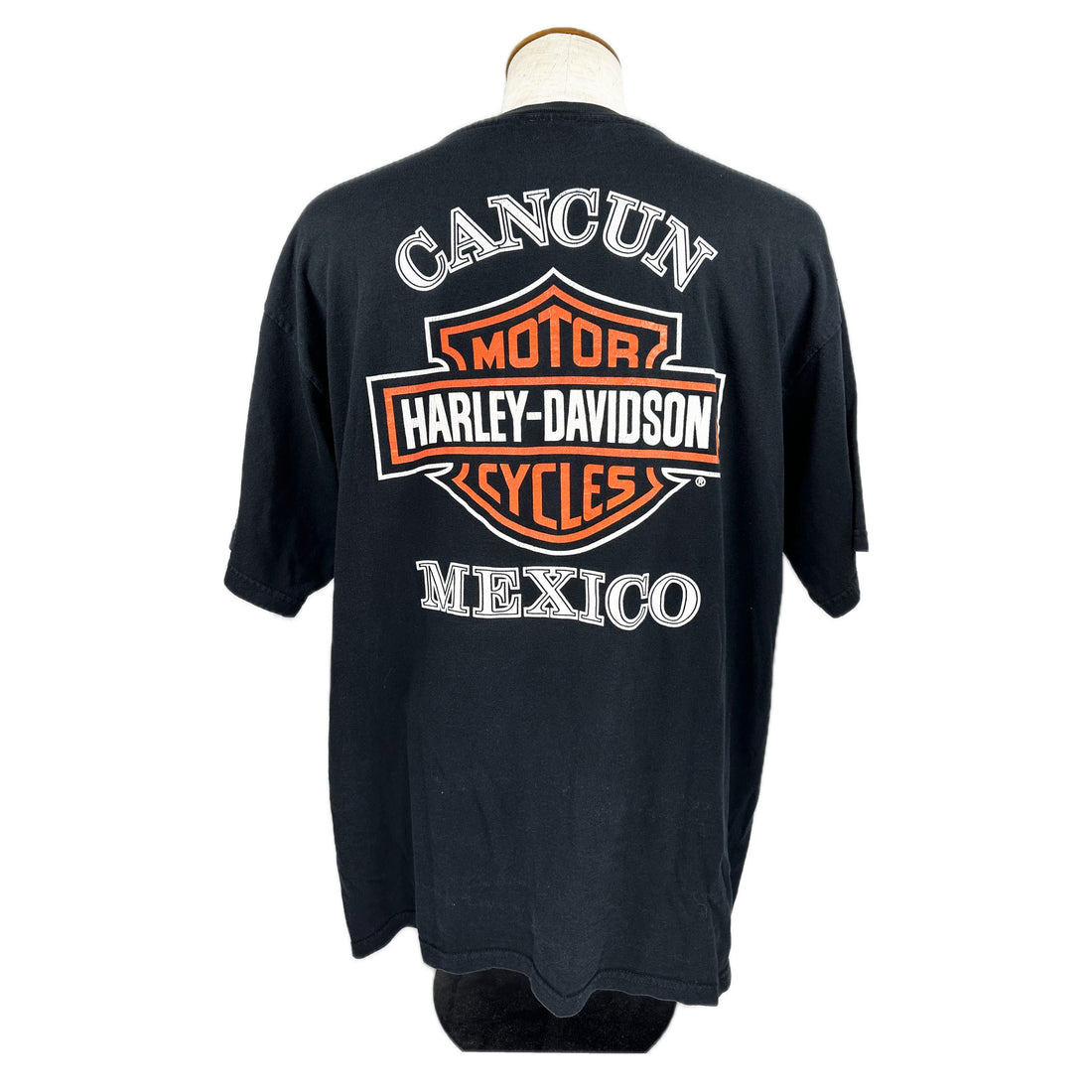CANCUN MEXICO HARLEY-DAVIDSON RHINESTONE FLAME XL 背面 CANCUN MEXICO プリント