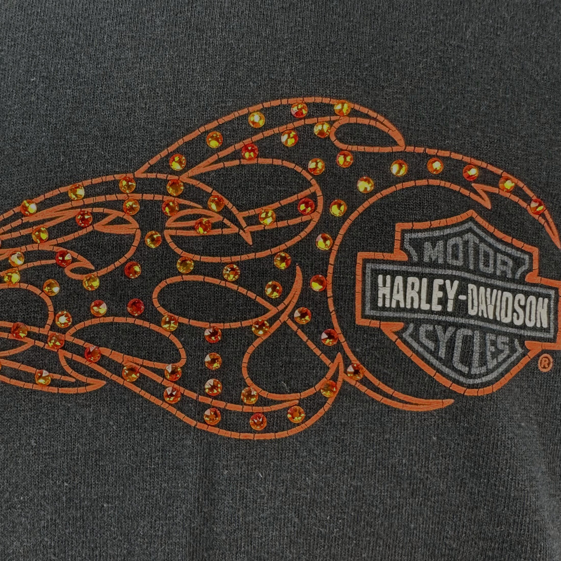 CANCUN MEXICO HARLEY-DAVIDSON RHINESTONE FLAME XL ラインストーン ディテール