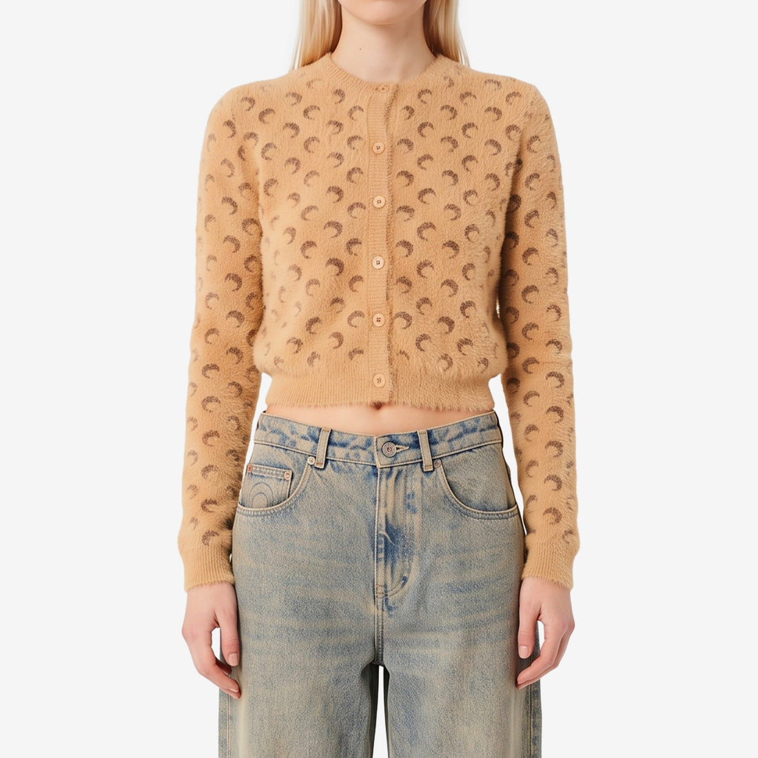 Fluffy Moon jacquard knit cardigan