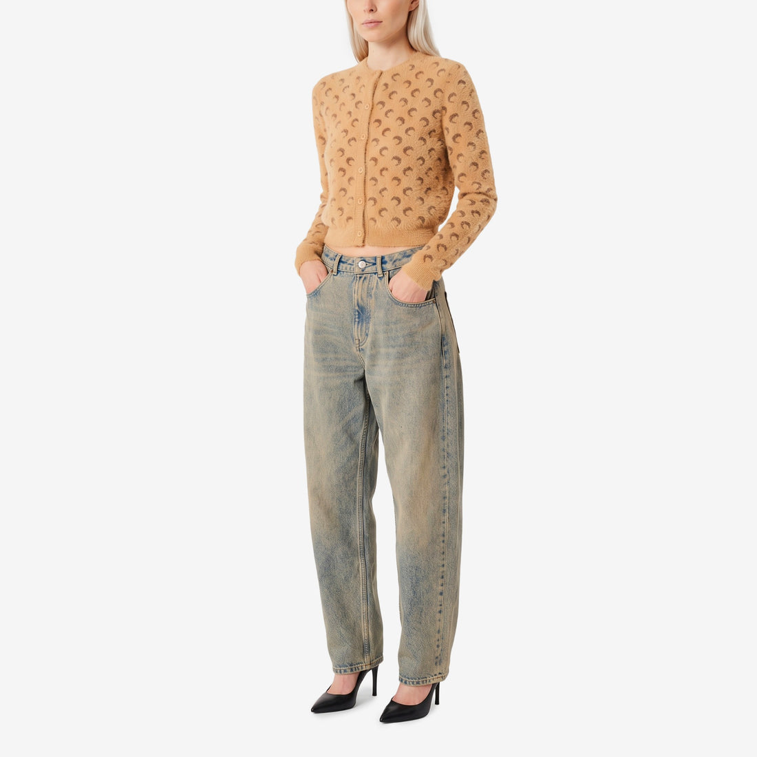 Fluffy Moon jacquard knit cardigan