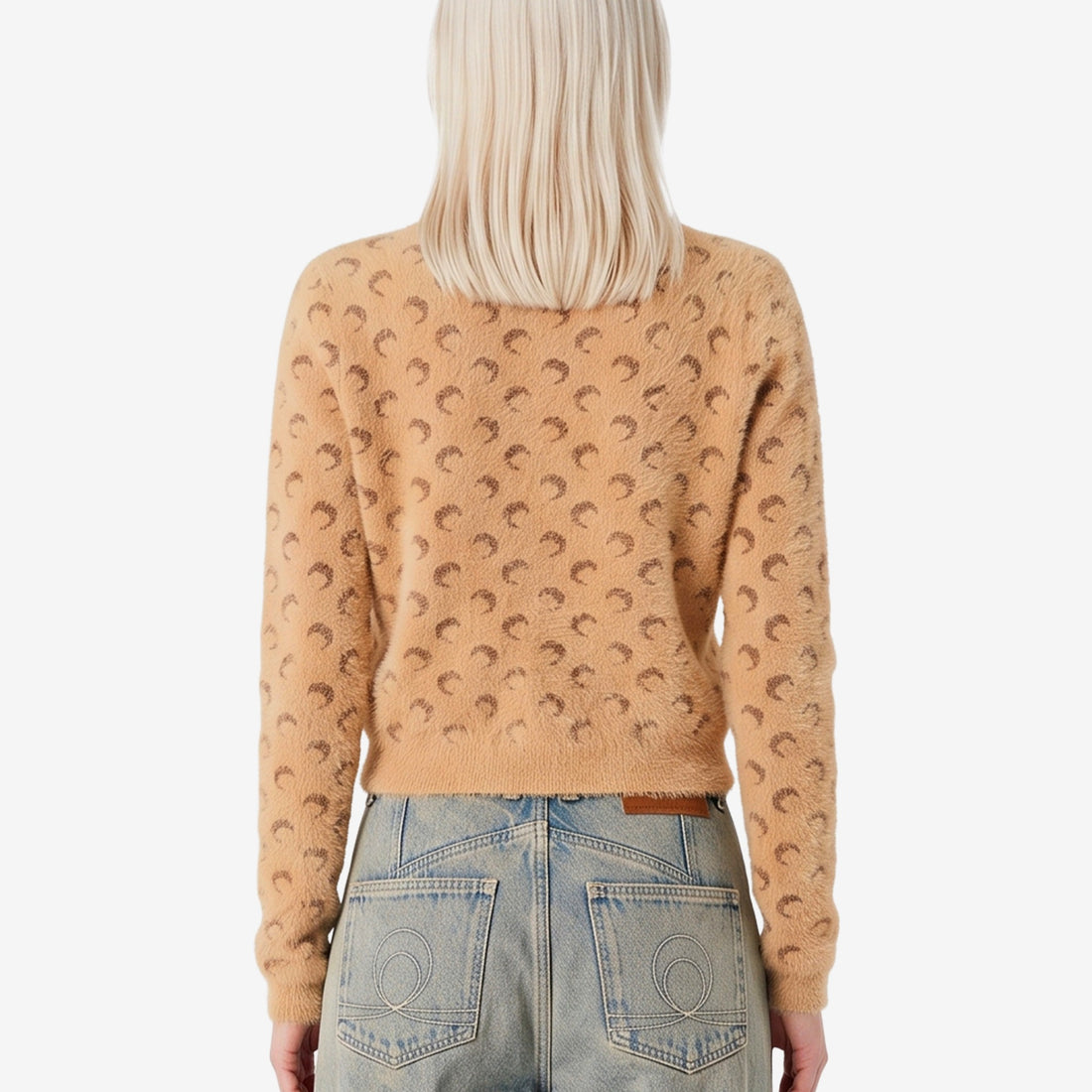 Fluffy Moon jacquard knit cardigan