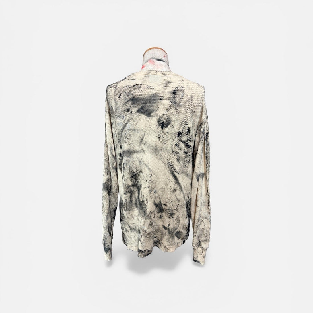 Distressed-Finish Waffle-Knit Long-Sleeve Tee