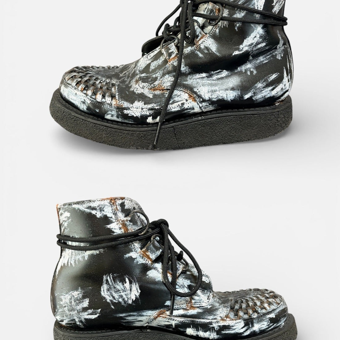 Asymmetrically Repainted Rubber-Sole Shoes