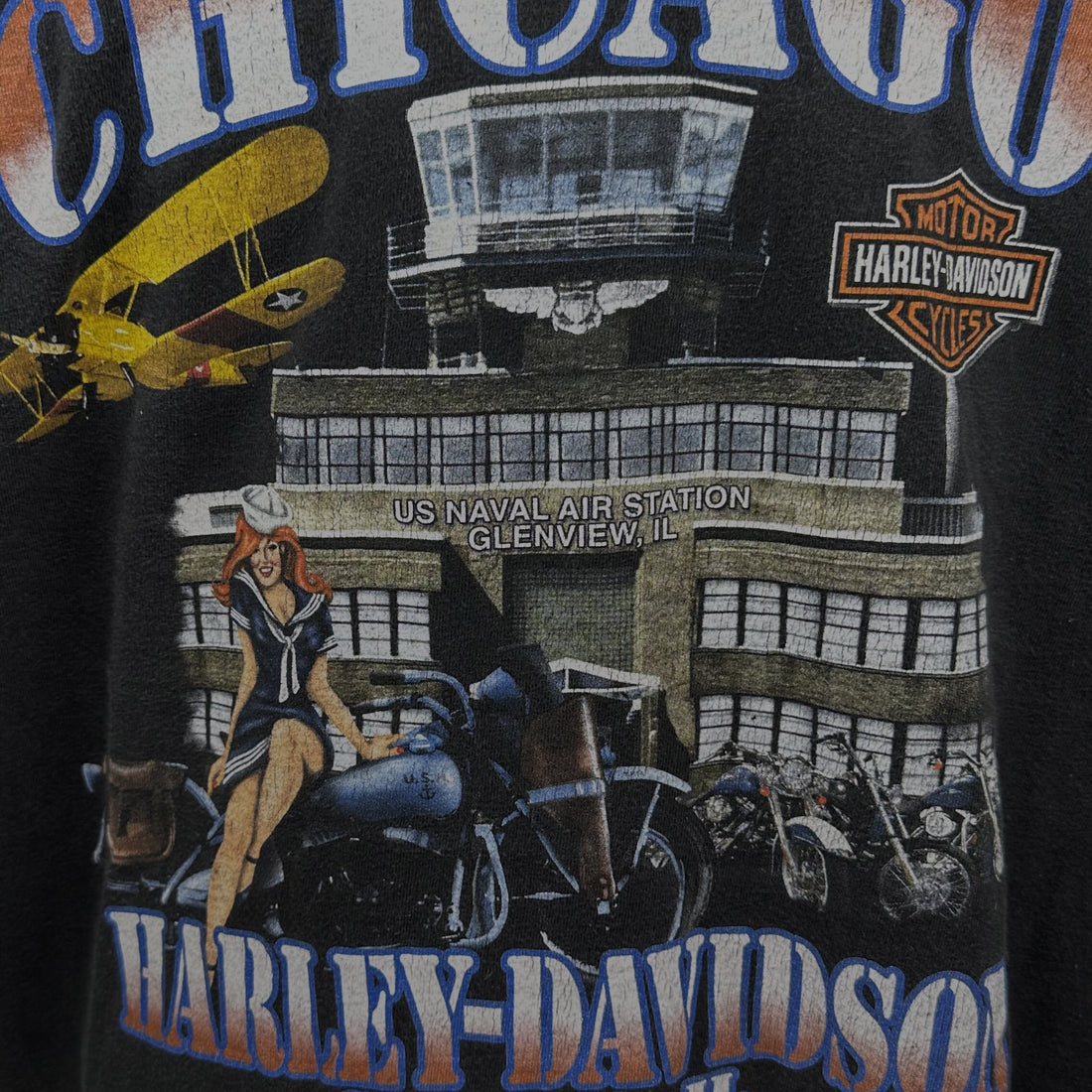 CHICAGO HARLEY-DAVIDSON NAVAL AIR STATION PIN-UP XL 背面プリント アップ