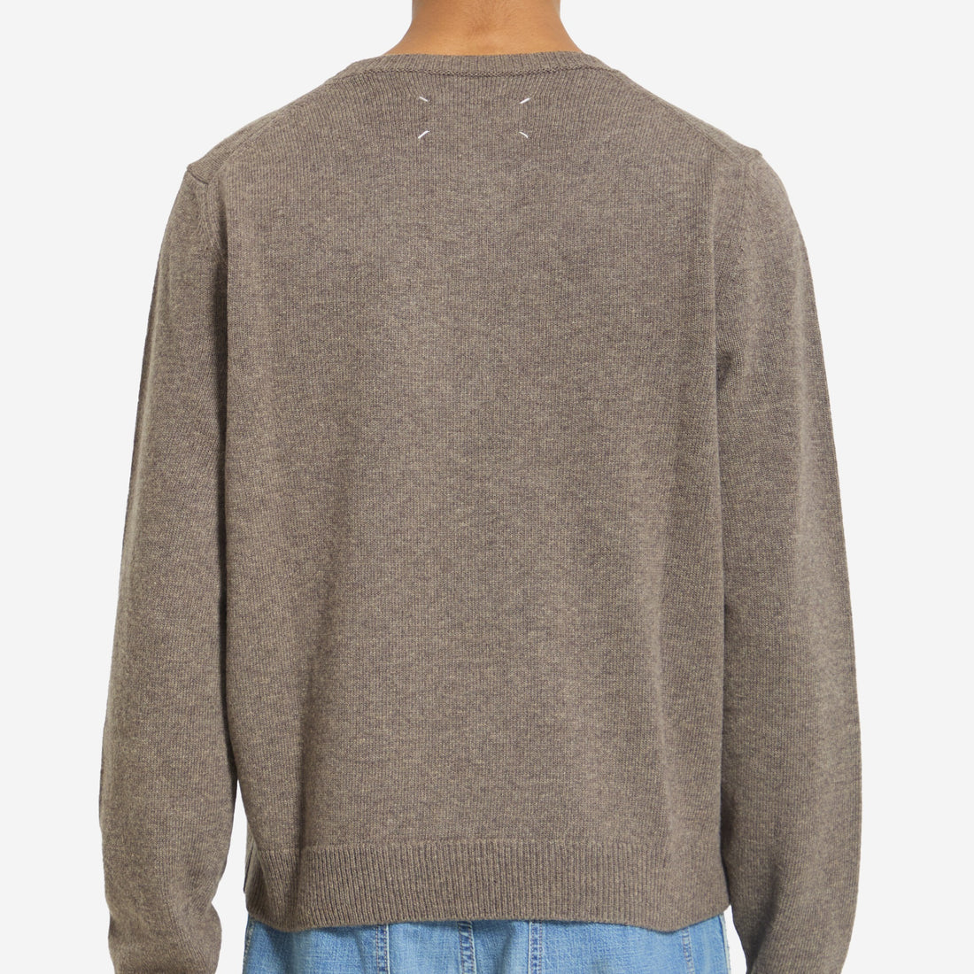Virgin wool crewneck sweater in fused knit