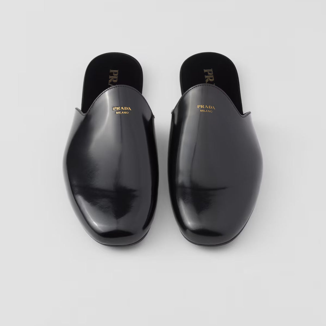PRADA BRUSHED LEATHER SLIPPERS SIZE 8 BLACK
